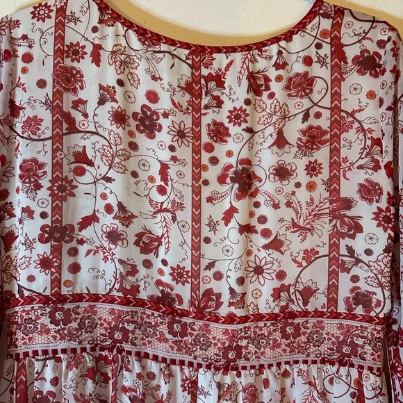 Max Studio Red and Cream Floral Dress 3 Quarter Sleeves Lined Size S - Picture 8 of 9